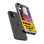 nostalgic stickers back phone cover | glass case for iphone 16 plus