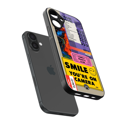 nostalgic stickers back phone cover | glass case for iphone 16 plus