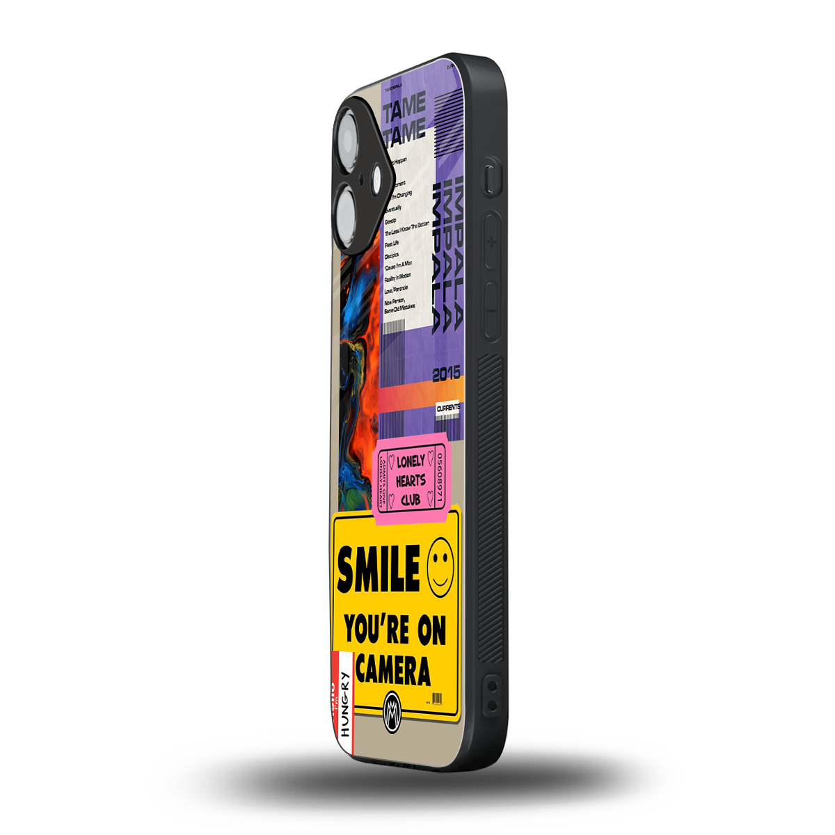 nostalgic stickers back phone cover | glass case for iphone 16 plus