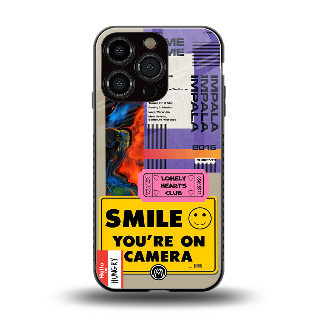 nostalgic stickers back phone cover | glass case for iphone 16 pro
