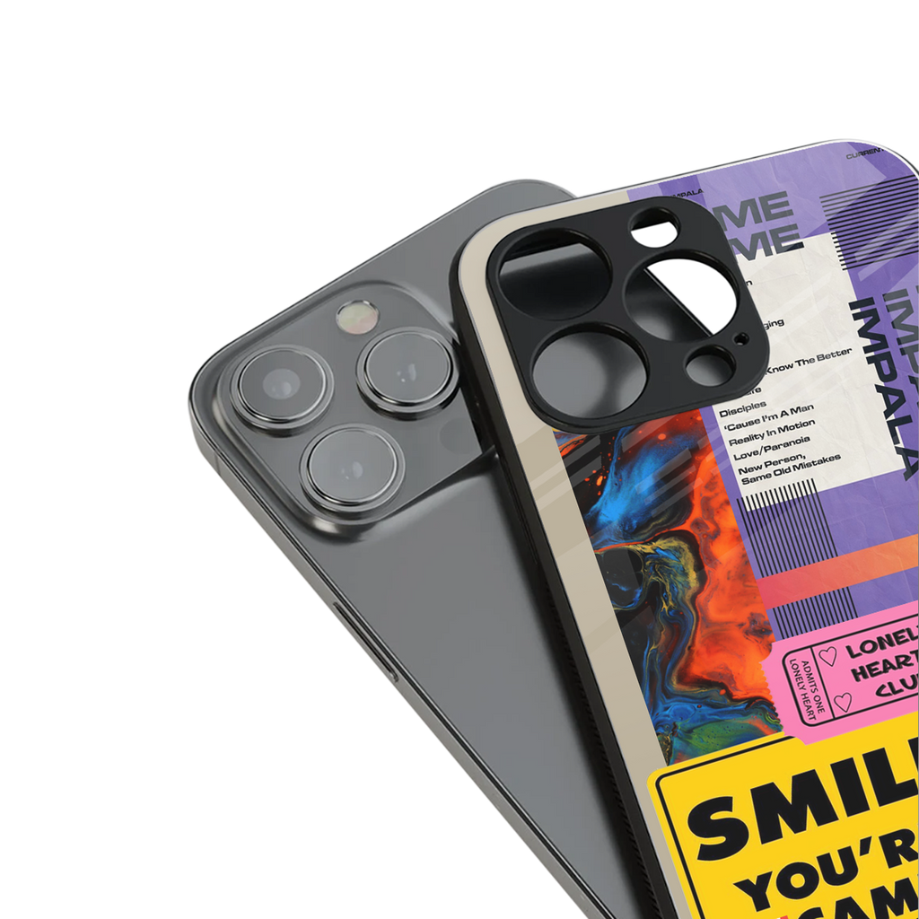 nostalgic stickers back phone cover | glass case for iphone 15 pro