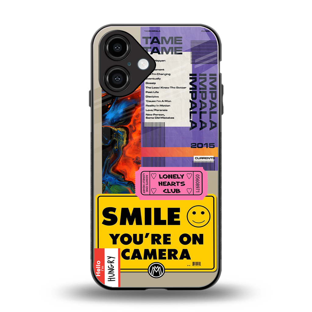 nostalgic stickers back phone cover | glass case for iphone 16