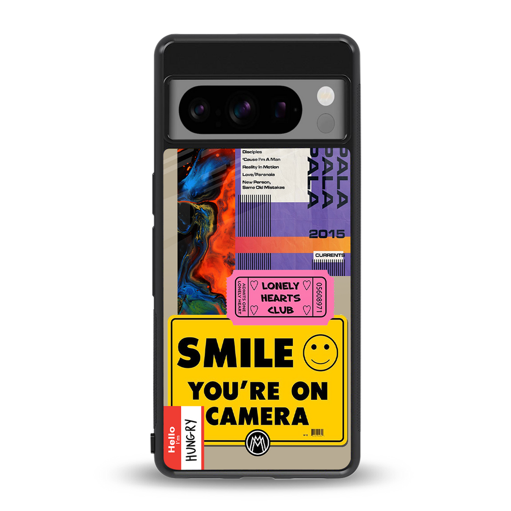 nostalgic stickers back phone cover | glass case for google pixel 8 pro