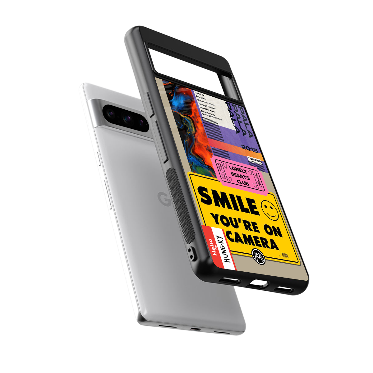 nostalgic stickers back phone cover | glass case for google pixel 8 pro