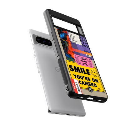 nostalgic stickers back phone cover | glass case for google pixel 8 pro