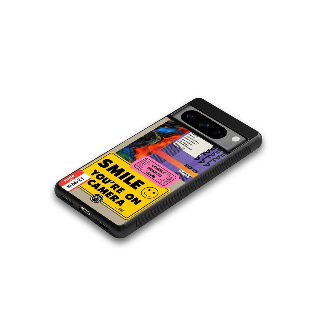 nostalgic stickers back phone cover | glass case for google pixel 8 pro