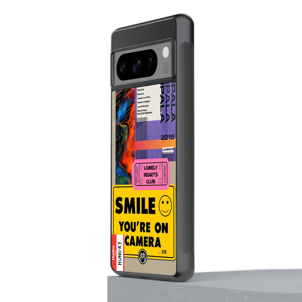nostalgic stickers back phone cover | glass case for google pixel 8 pro