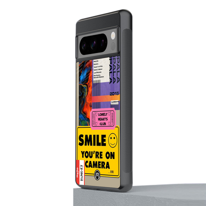 nostalgic stickers back phone cover | glass case for google pixel 8 pro