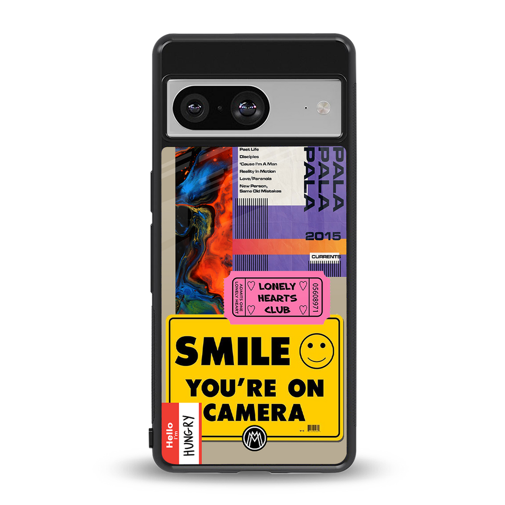 nostalgic stickers back phone cover | glass case for Google Pixel 8