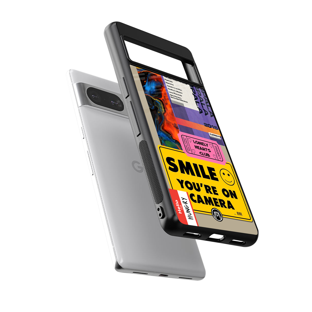 nostalgic stickers back phone cover | glass case for Google Pixel 8