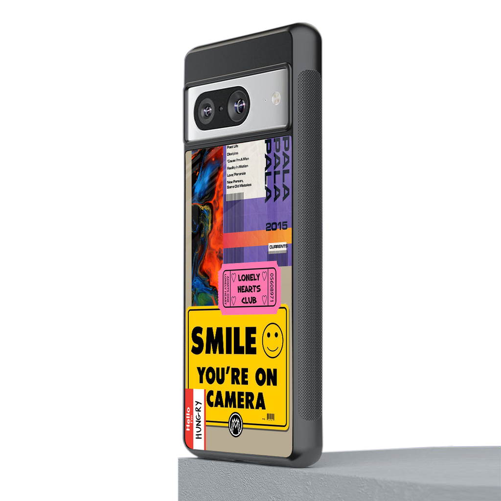 nostalgic stickers back phone cover | glass case for Google Pixel 8