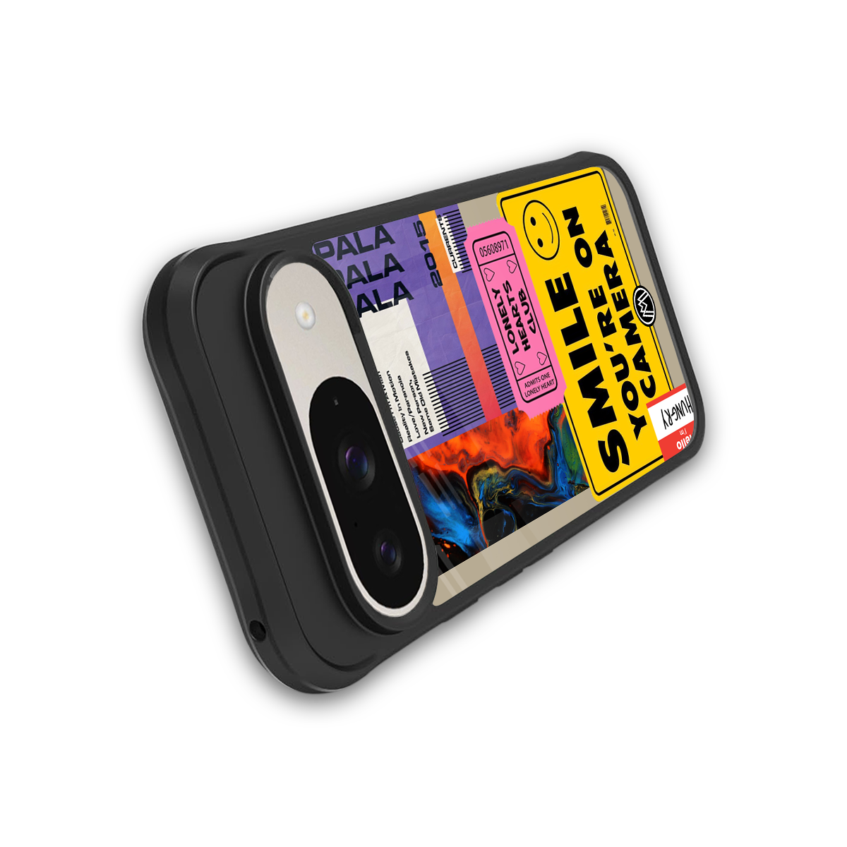nostalgic stickers back phone cover | glass case for google pixel 9