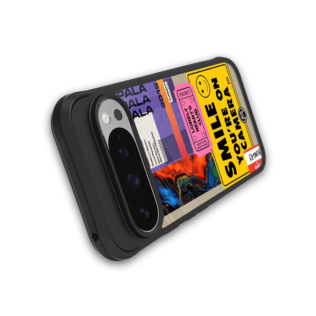 nostalgic stickers back phone cover | glass case for google pixel 9 pro