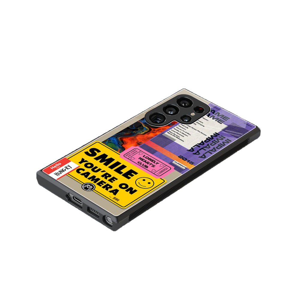 nostalgic stickers back phone cover | glass case for samsung galaxy s23 ultra