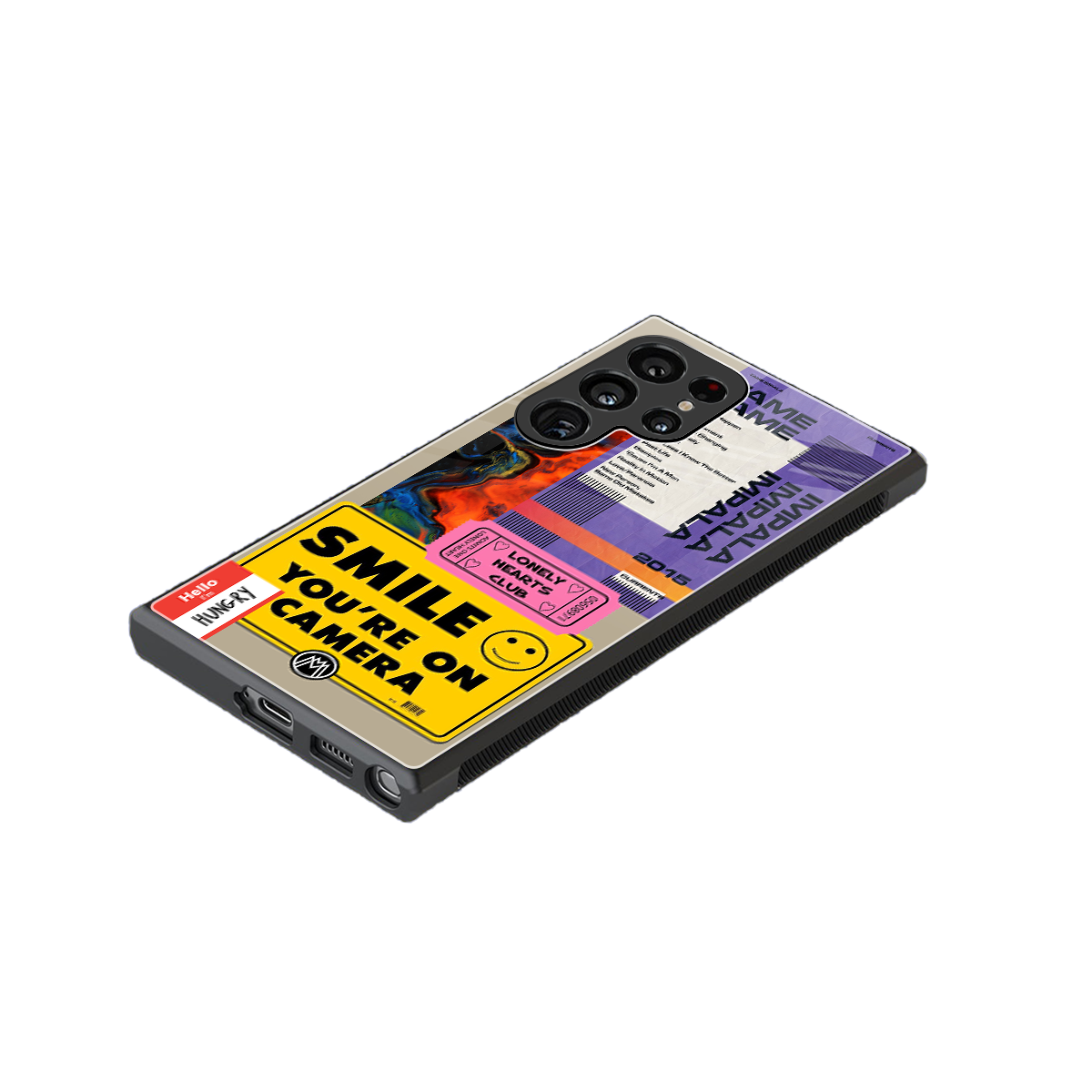 nostalgic stickers back phone cover | glass case for samsung galaxy s23 ultra