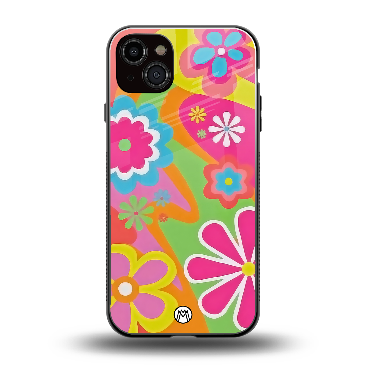 nostalgic wildflower y2k back phone cover | glass case for iphone 15 plus