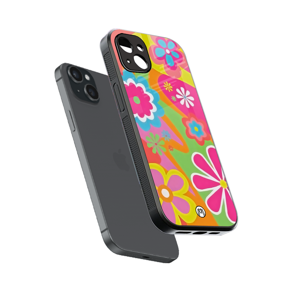 nostalgic wildflower y2k back phone cover | glass case for iphone 15 plus