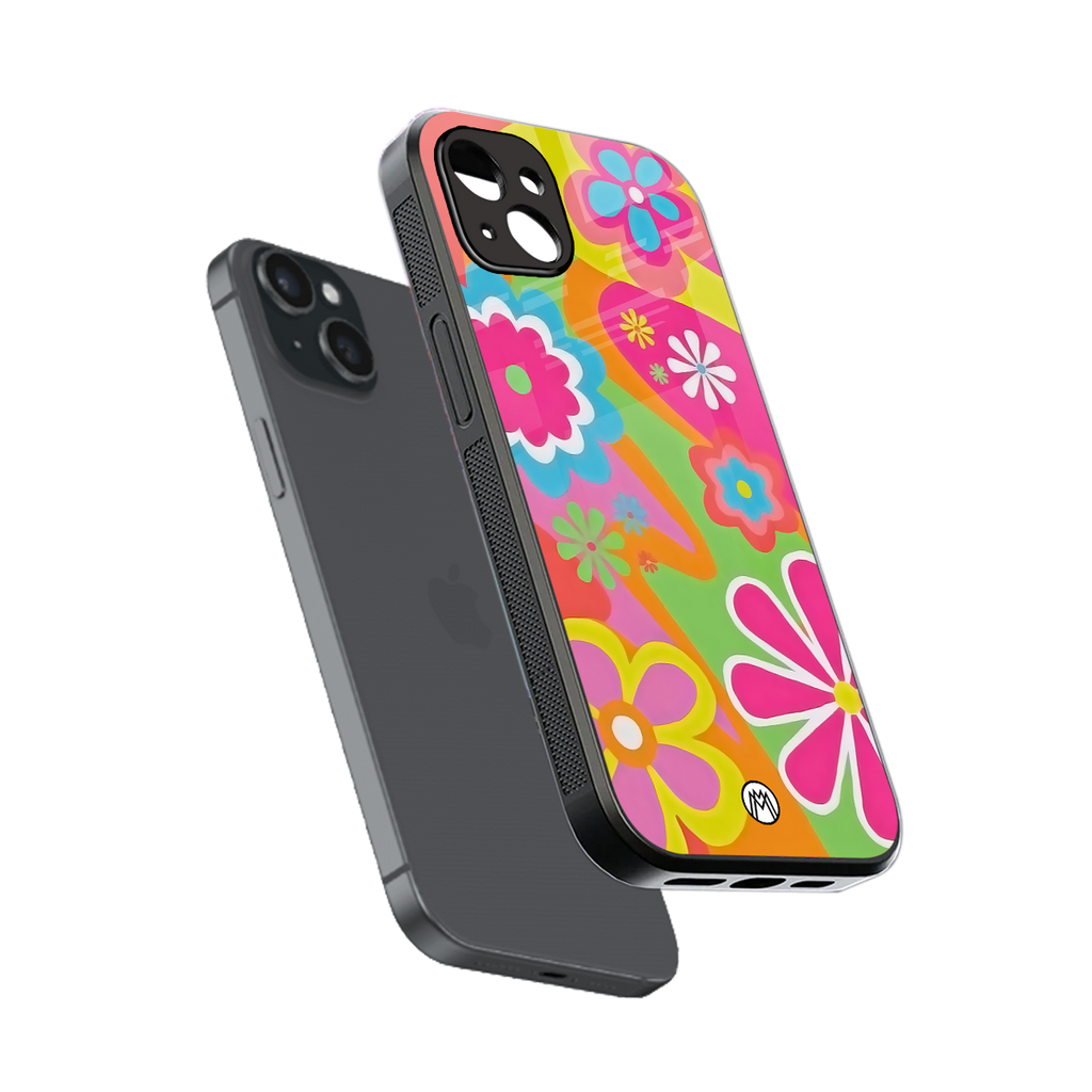 nostalgic wildflower y2k back phone cover | glass case for iphone 14 plus
