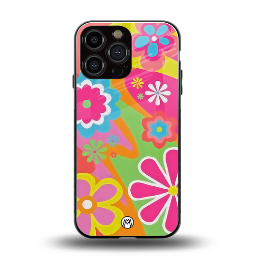 nostalgic wildflower y2k back phone cover | glass case for iphone 14 pro max