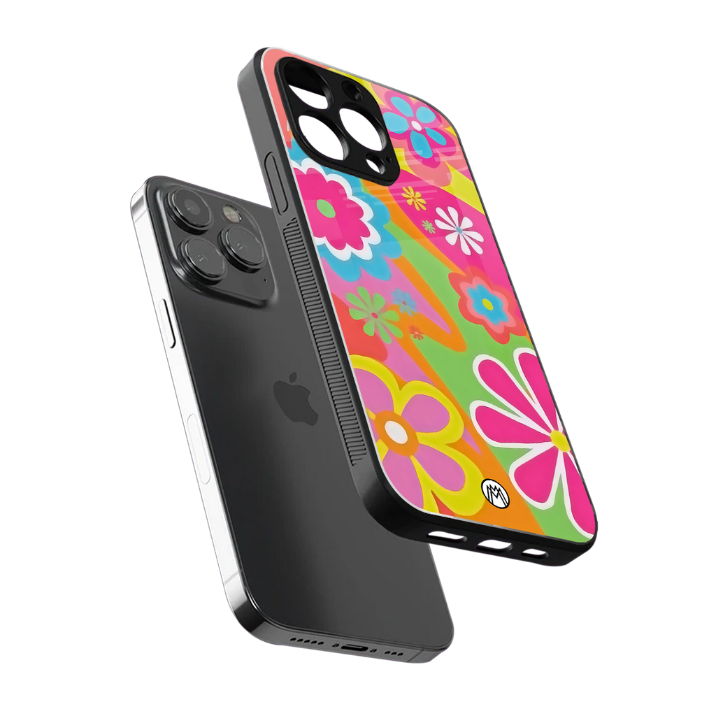 nostalgic wildflower y2k back phone cover | glass case for iphone 14 pro max