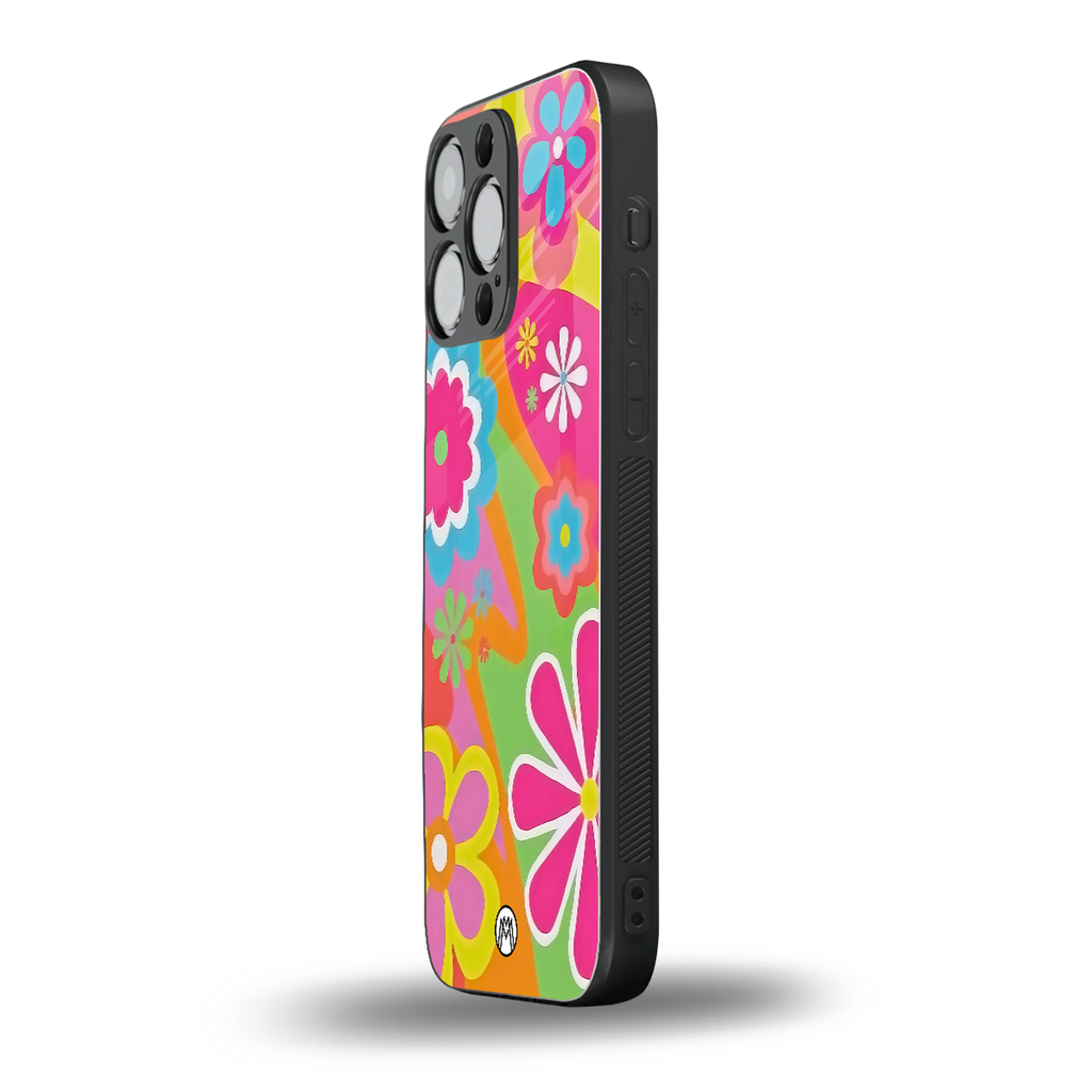 nostalgic wildflower y2k back phone cover | glass case for iphone 14 pro max