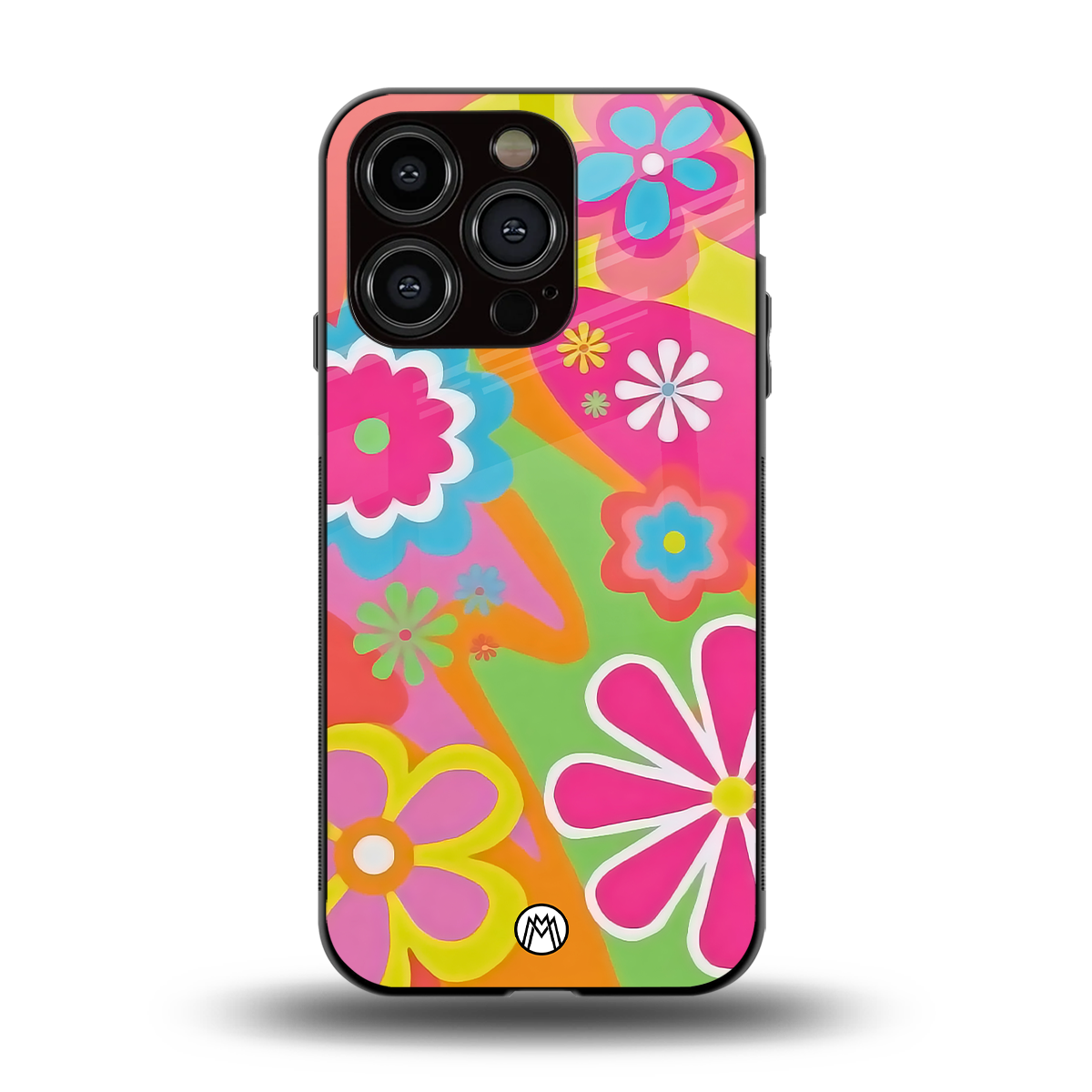 nostalgic wildflower y2k back phone cover | glass case for iphone 15 pro