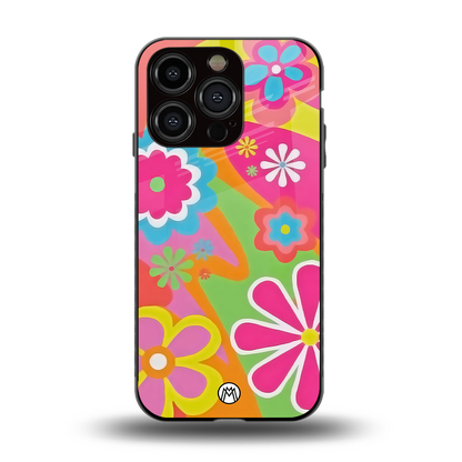 nostalgic wildflower y2k back phone cover | glass case for iphone 15 pro