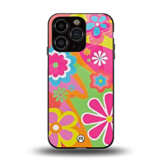 nostalgic wildflower y2k back phone cover | glass case for iphone 14 pro