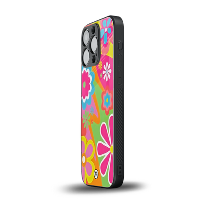 nostalgic wildflower y2k back phone cover | glass case for iphone 15 pro