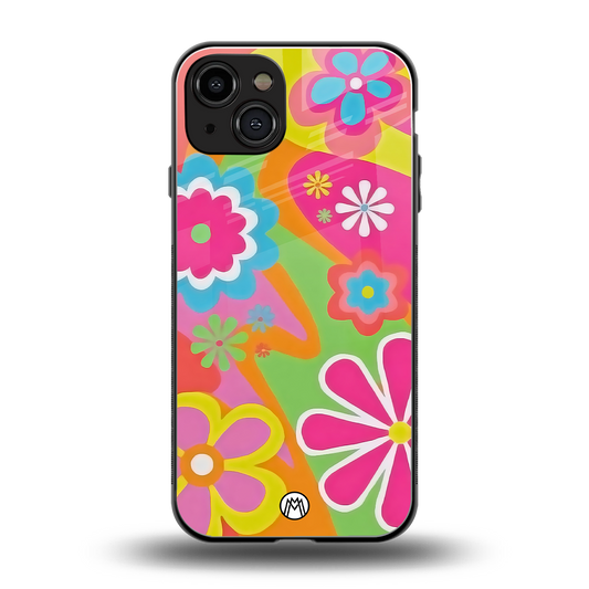 nostalgic wildflower y2k back phone cover | glass case for iphone 14