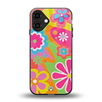 nostalgic wildflower y2k back phone cover | glass case for iphone 16 plus