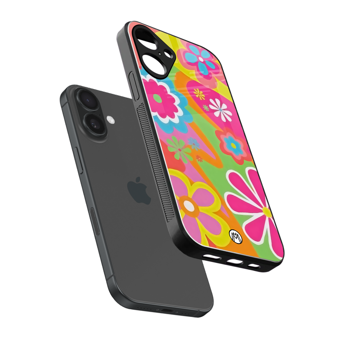 nostalgic wildflower y2k back phone cover | glass case for iphone 16 plus