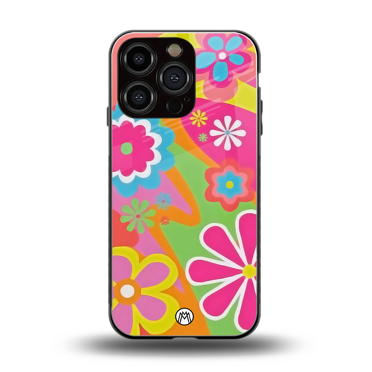 nostalgic wildflower y2k back phone cover | glass case for iphone 16 pro