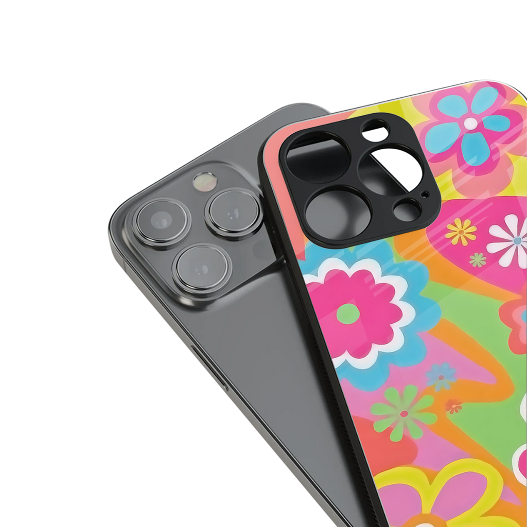 nostalgic wildflower y2k back phone cover | glass case for iphone 14 pro max