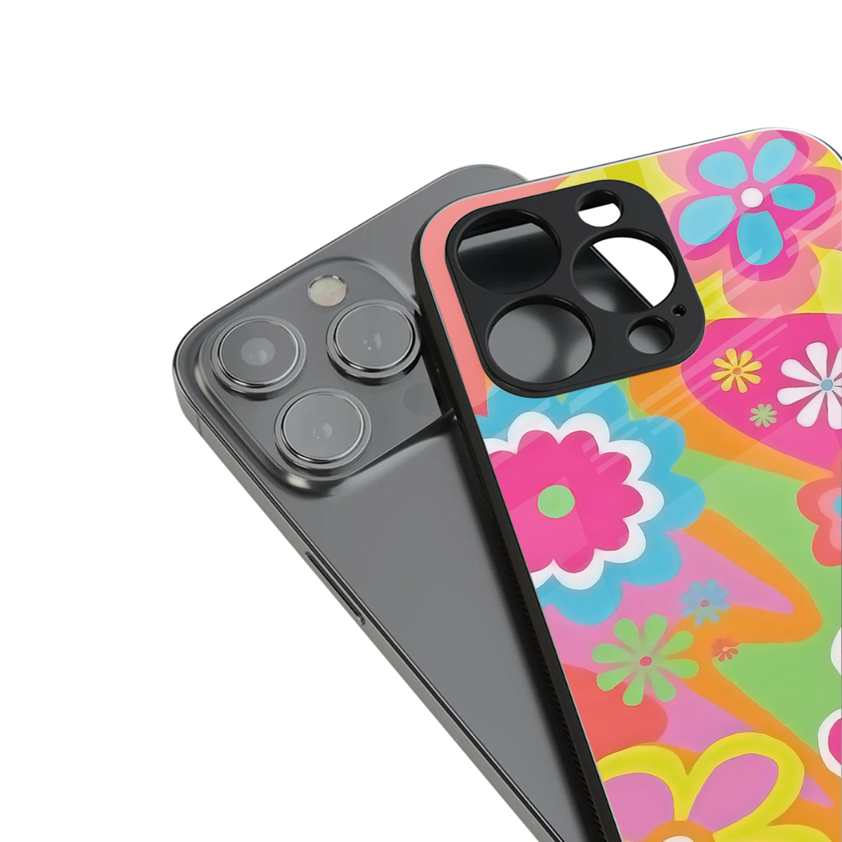 nostalgic wildflower y2k back phone cover | glass case for iphone 14 pro max