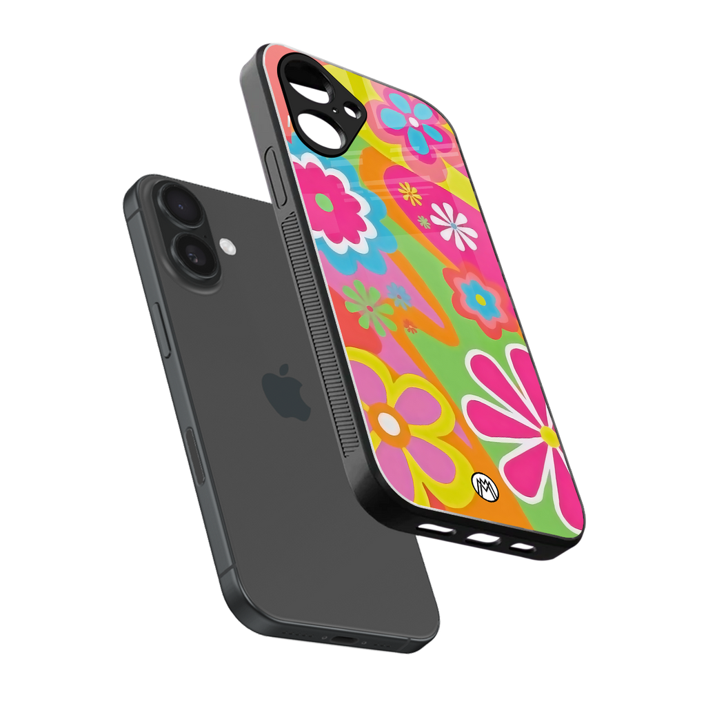 nostalgic wildflower y2k back phone cover | glass case for iphone 16