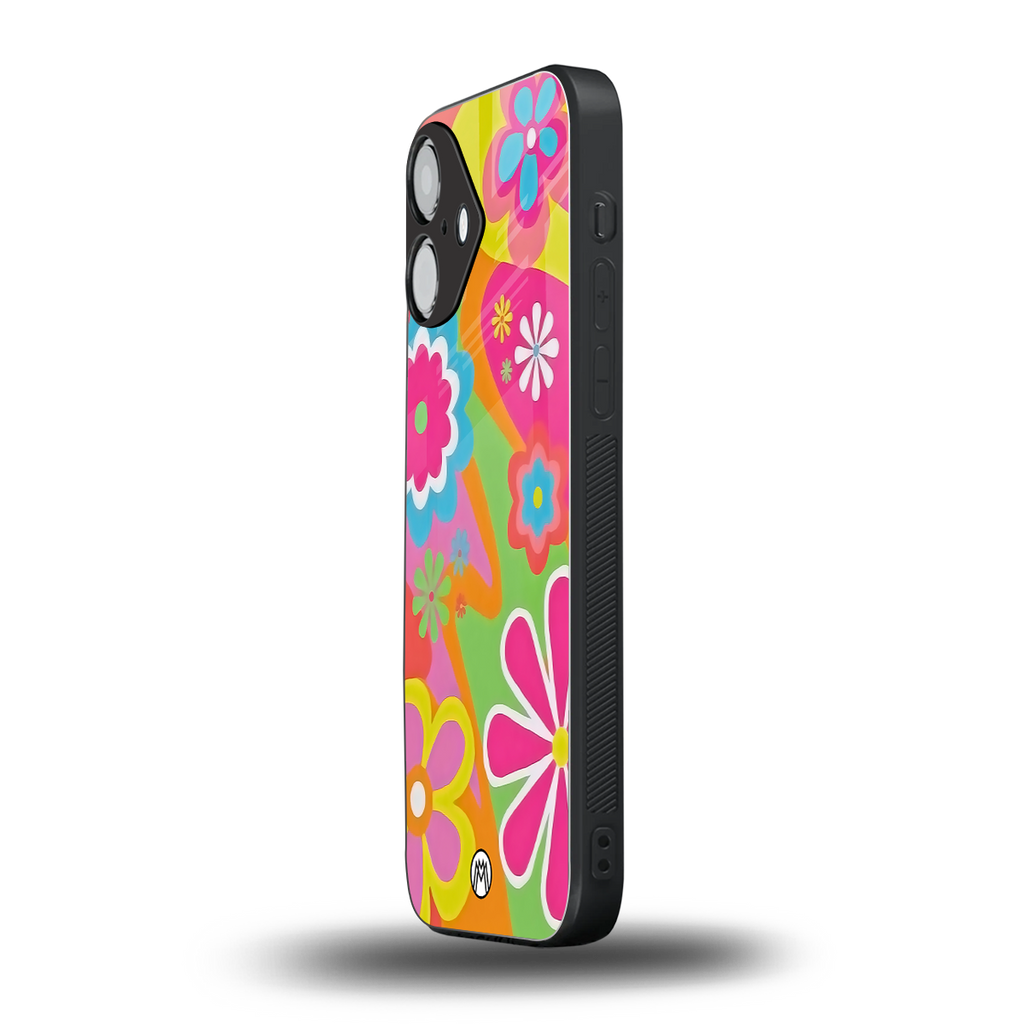 nostalgic wildflower y2k back phone cover | glass case for iphone 16