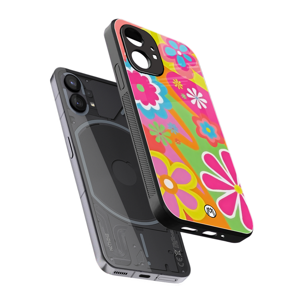 nostalgic wildflower y2k back phone cover | glass case for nothing phone 1