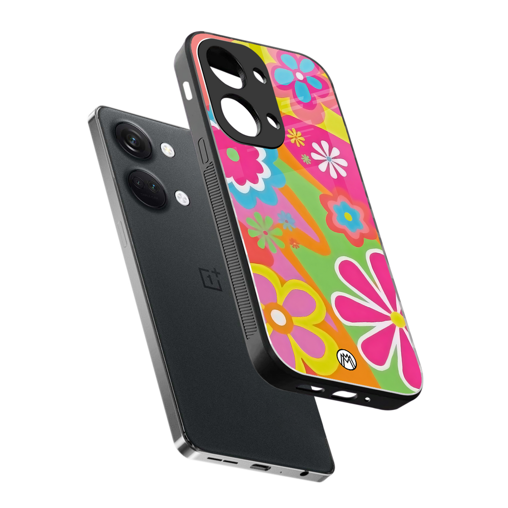nostalgic wildflower y2k back phone cover | glass case for oneplus nord 3