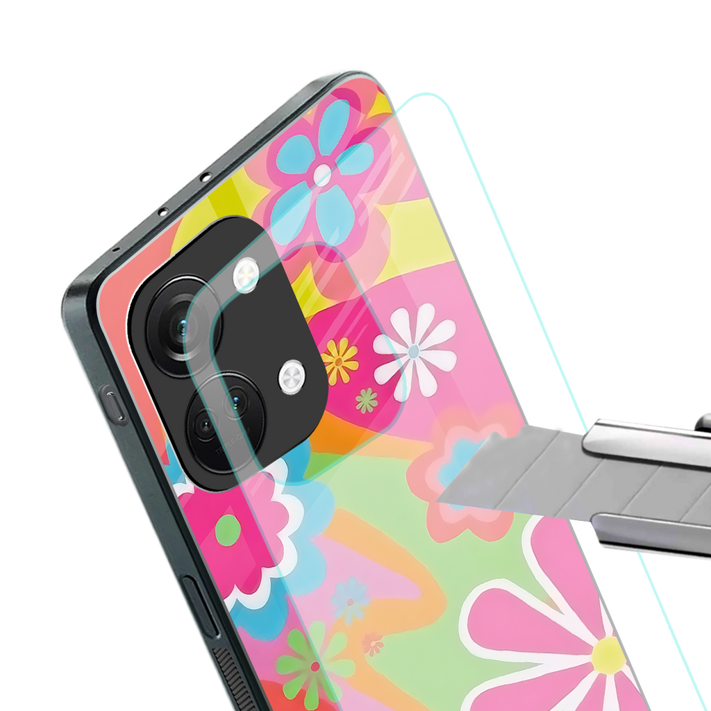 nostalgic wildflower y2k back phone cover | glass case for oneplus nord 3