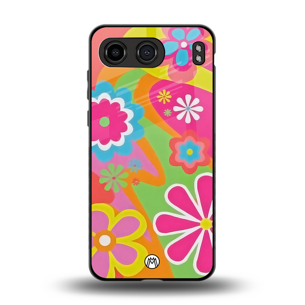 nostalgic wildflower y2k back phone cover | glass case for oneplus nord 4