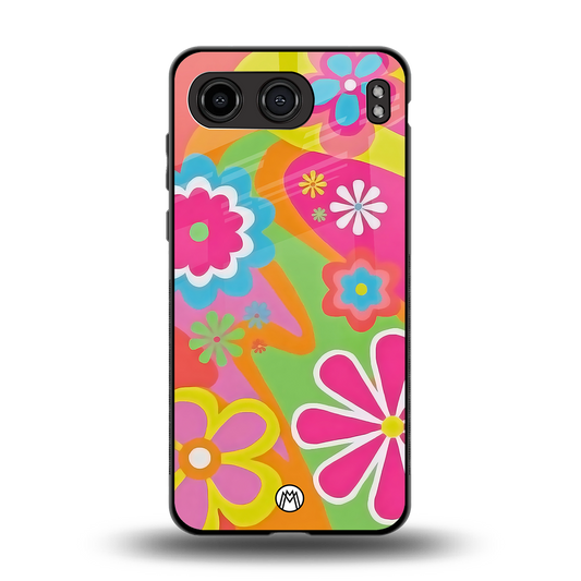 nostalgic wildflower y2k back phone cover | glass case for oneplus nord 4
