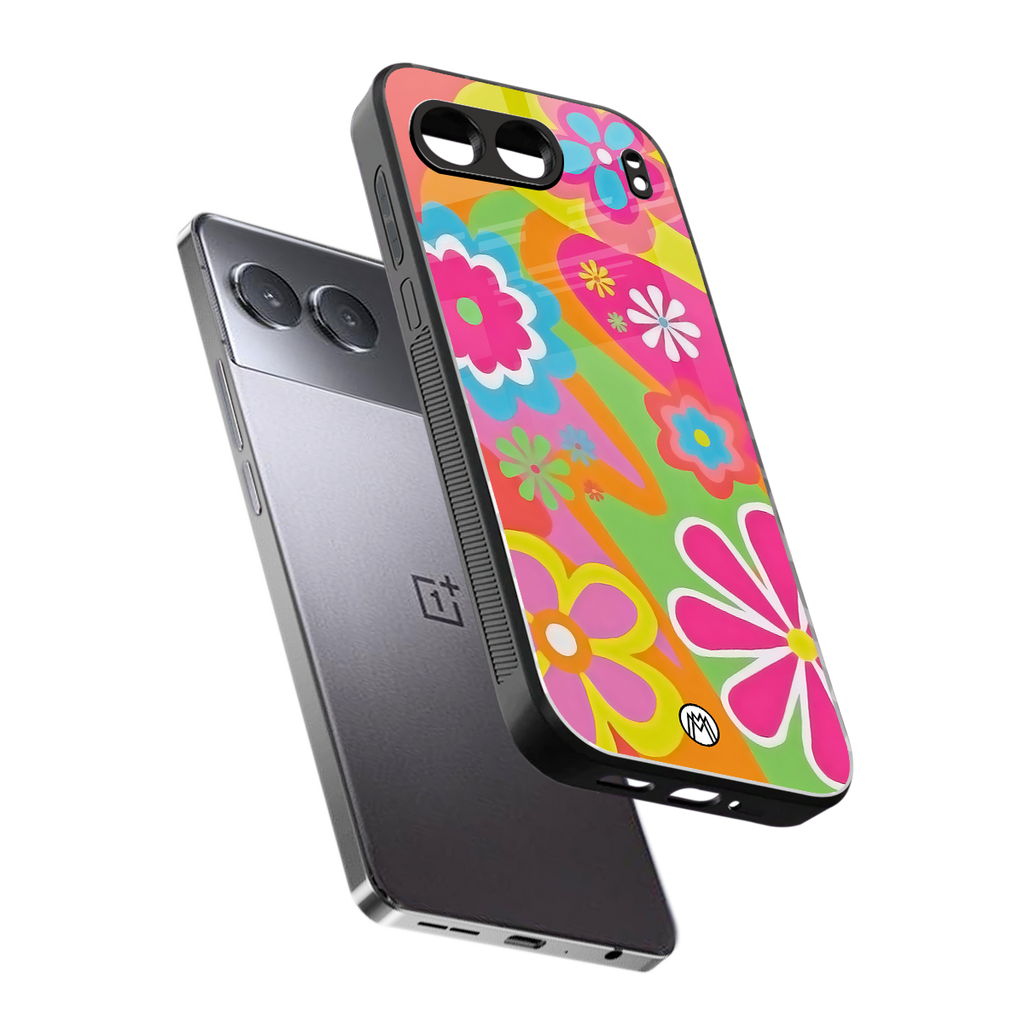 nostalgic wildflower y2k back phone cover | glass case for oneplus nord 4