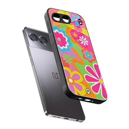 nostalgic wildflower y2k back phone cover | glass case for oneplus nord 4