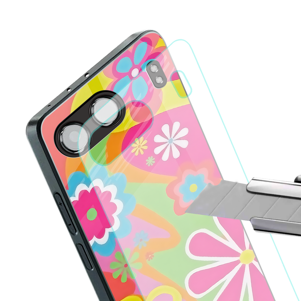 nostalgic wildflower y2k back phone cover | glass case for oneplus nord 4