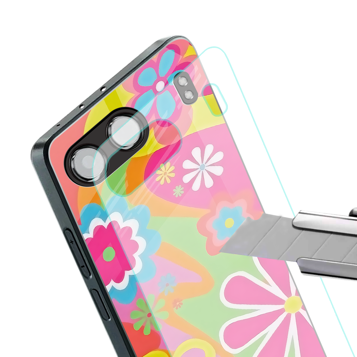 nostalgic wildflower y2k back phone cover | glass case for oneplus nord 4