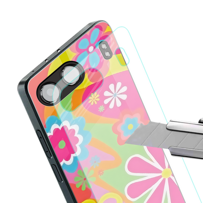 nostalgic wildflower y2k back phone cover | glass case for oneplus nord 4
