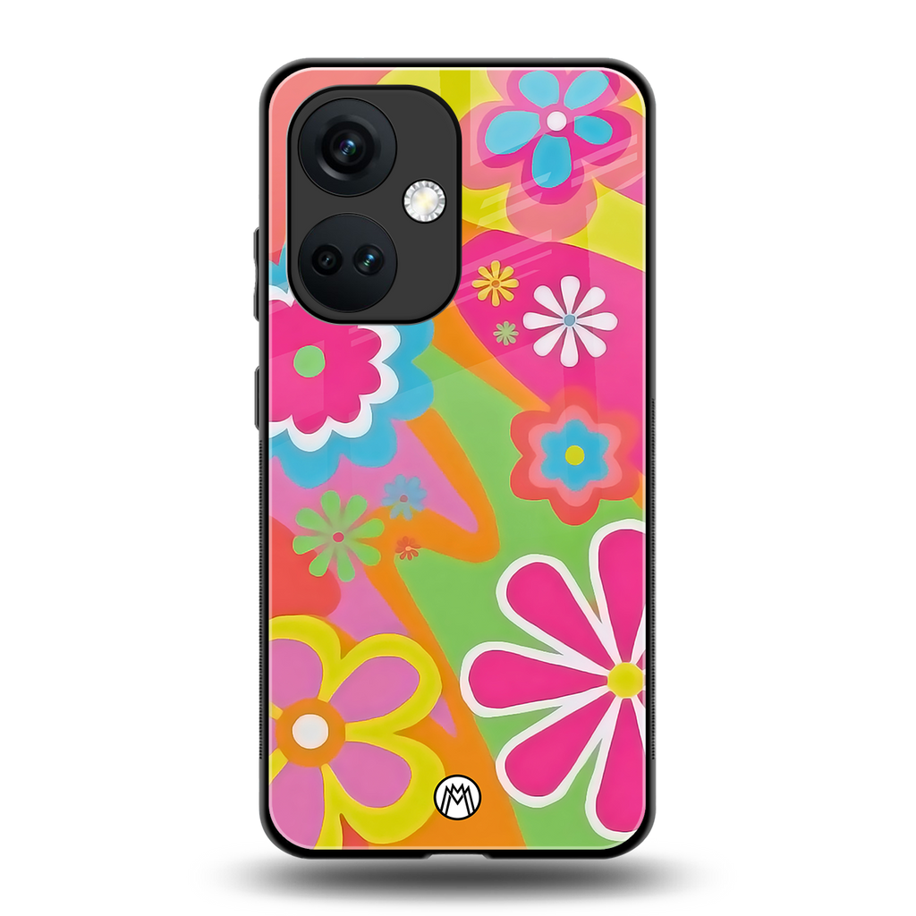 nostalgic wildflower y2k back phone cover | glass case for oneplus nord ce 3