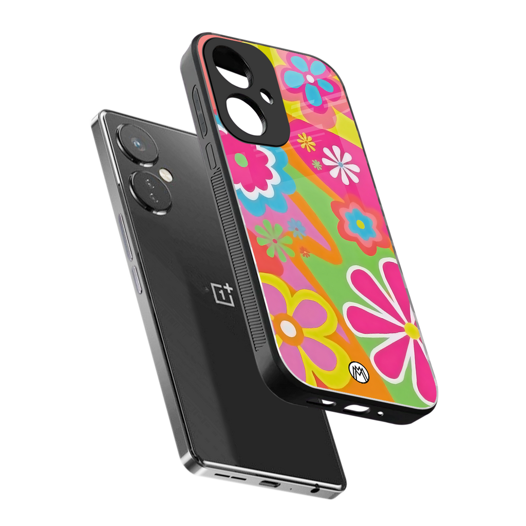 nostalgic wildflower y2k back phone cover | glass case for oneplus nord ce 3