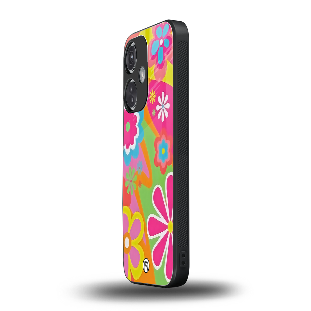 nostalgic wildflower y2k back phone cover | glass case for oneplus nord ce 3